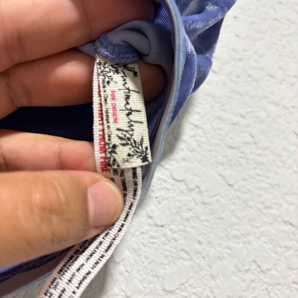 Free People Camille Velvet Bustier Longline Push Up Bra‎ Blue 34C Underwired - Picture 7 of 8